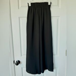 SHEIN Black Wide Leg Frill Elastic Waist Pants (Size S)